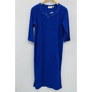 Quacker Factory Womens Size XXS Beaded Rhinestone 3/4 Sleeve Terry Cloth Dress‎